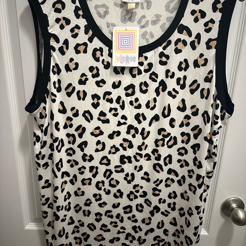 LuLaRoe Leopard Print Tank Top with Black Accents